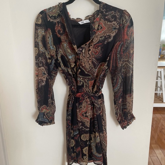 Women’s Zara Paisley Mini Dress - Size Small - Picture 2 of 3